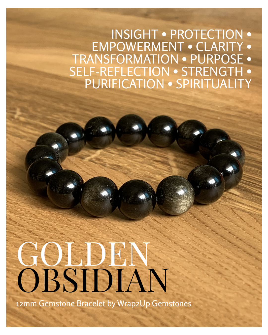 GOLDEN OBSIDIAN 12mm GEMSTONE BRACELET