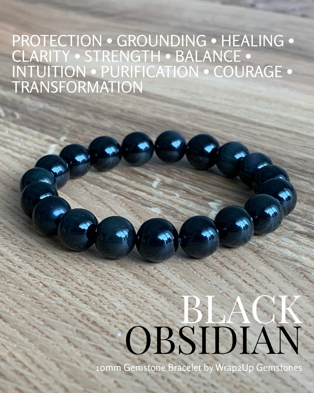 BLACK OBSIDIAN GEMSTONE BRACELET
