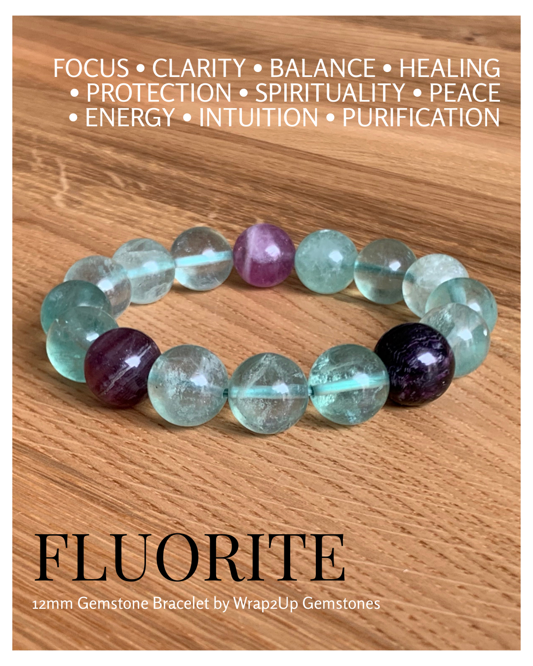 FLUORITE 12mm GEMSTONE BRACELET