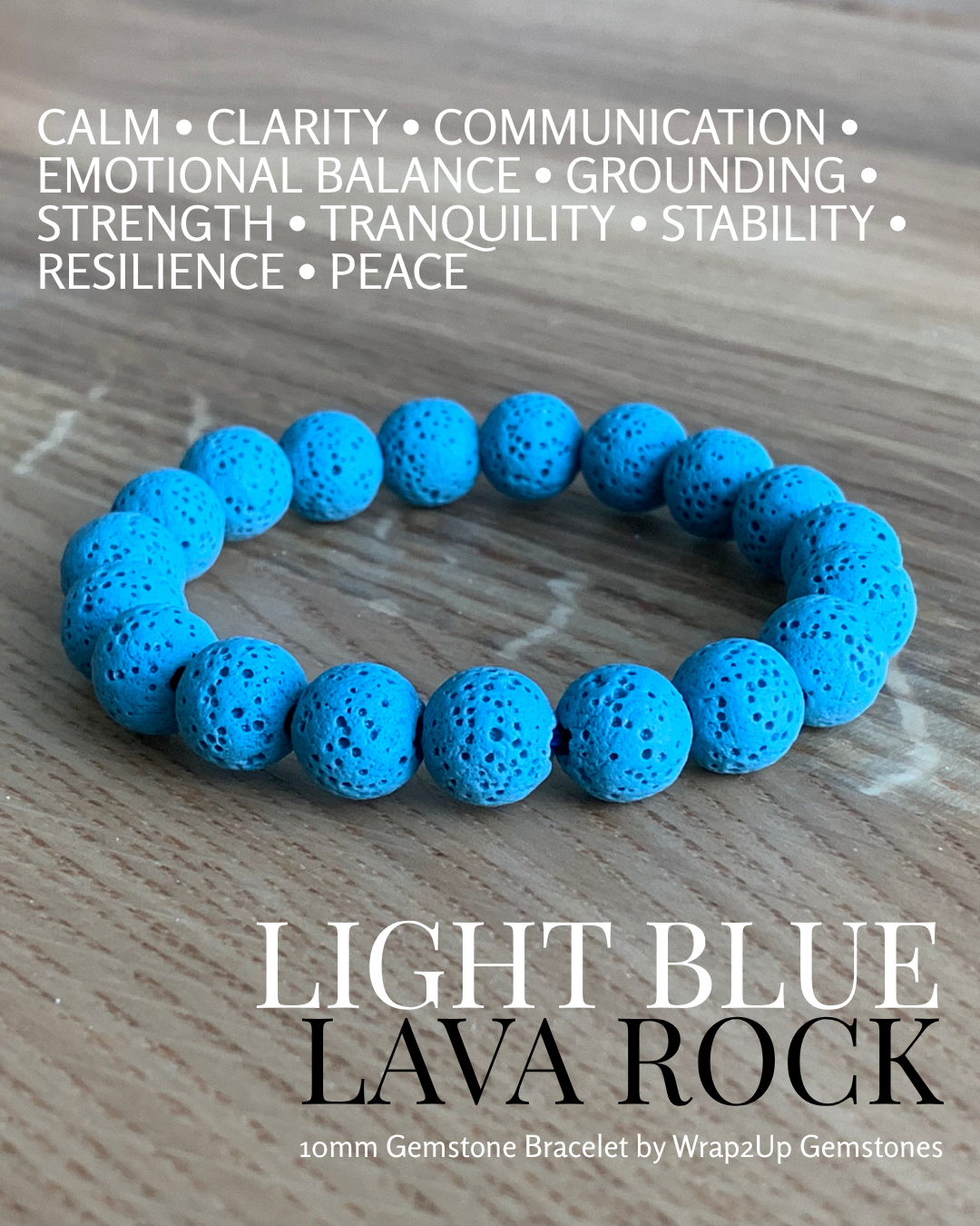LIGHT BLUE LAVA ROCK GEMSTONE BRACELET
