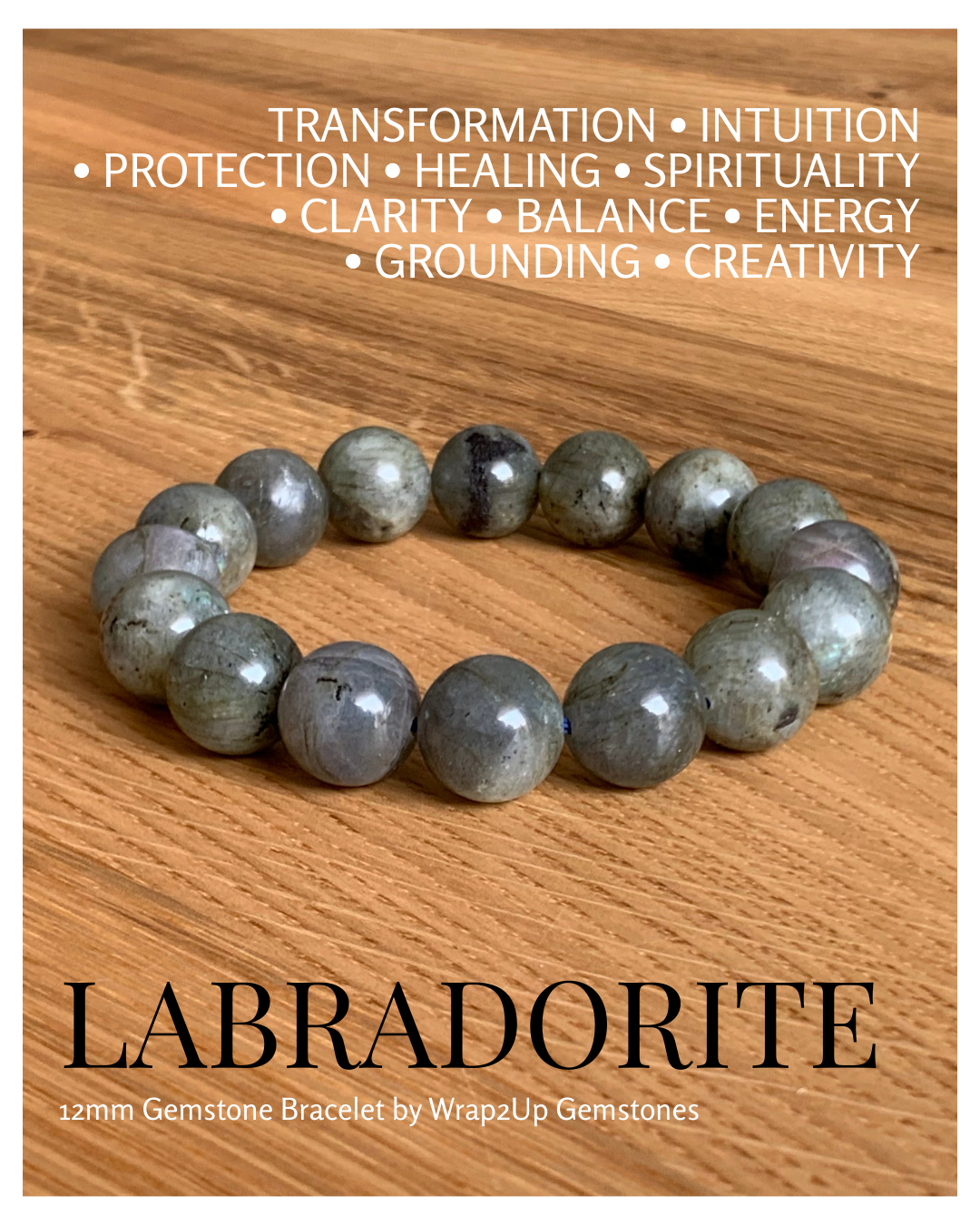 LABRADORITE 12mm GEMSTONE BRACELET