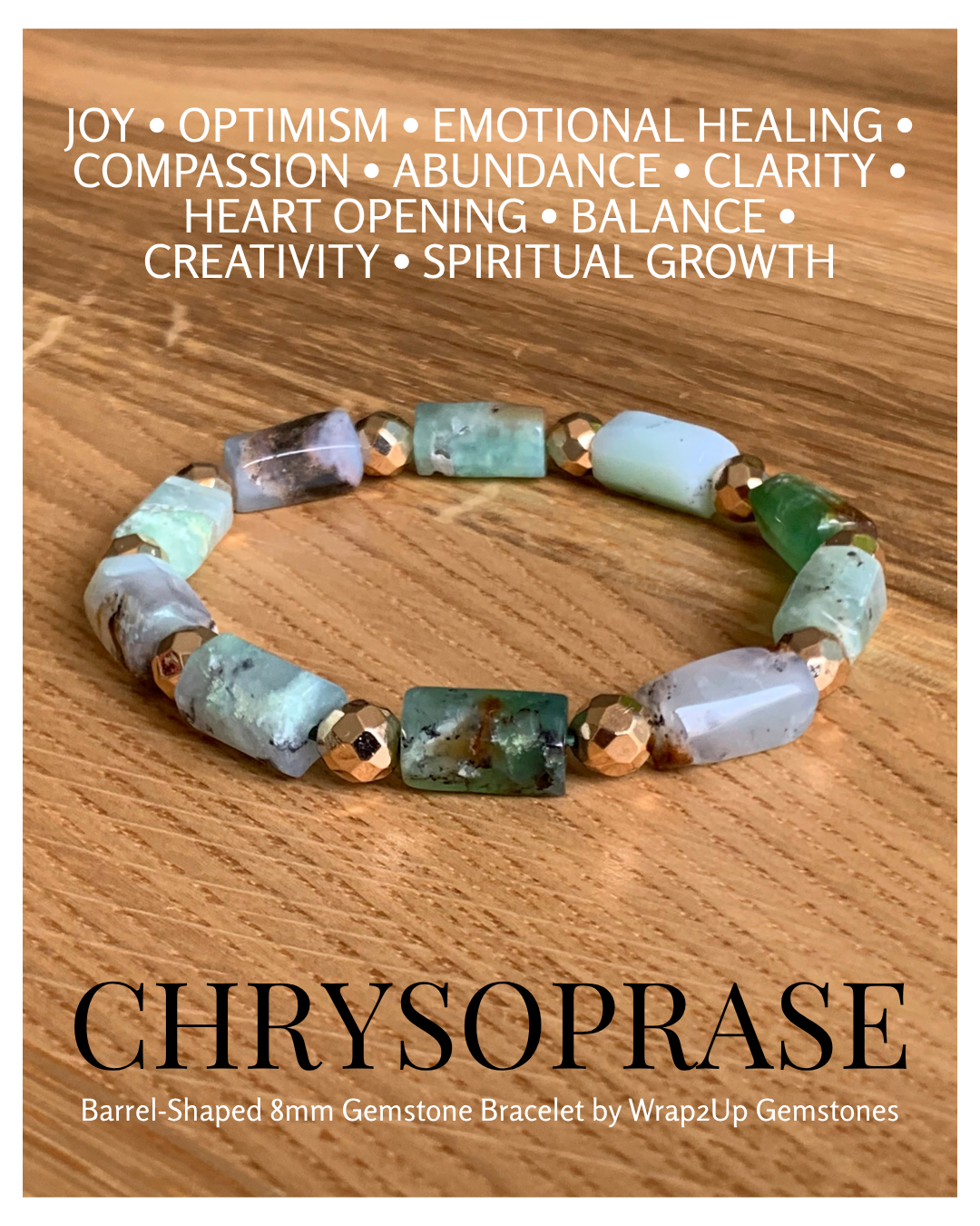 CHRYSOPRASE BARREL-SHAPED 8mm GEMSTONE BRACELET