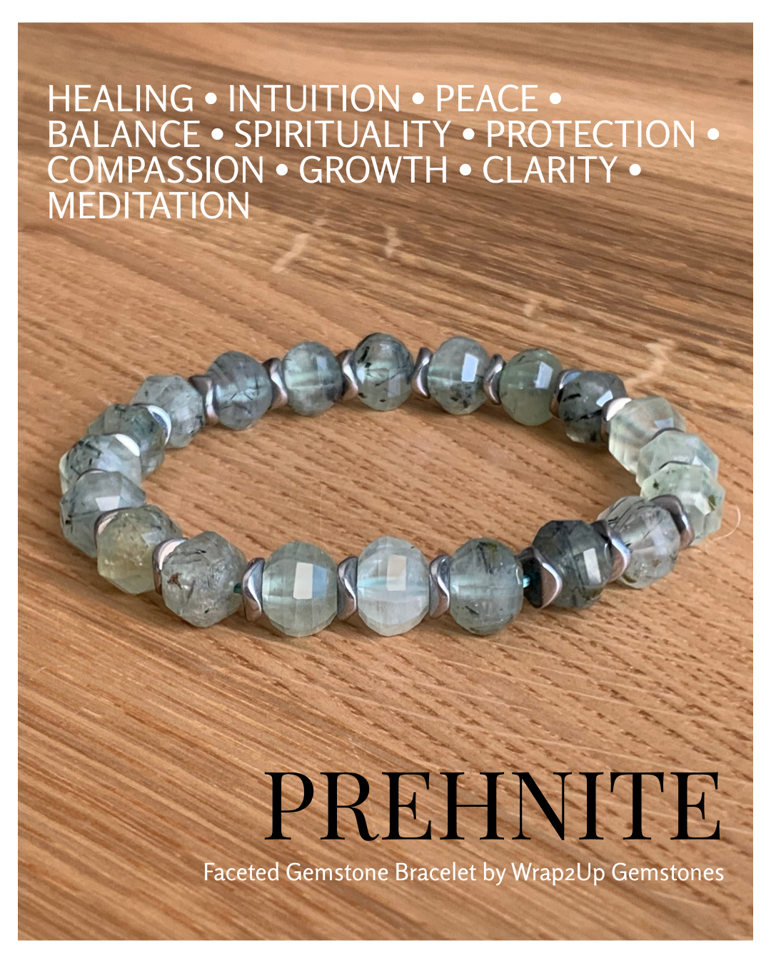 PREHNITE FACETED GEMSTONE BRACELET