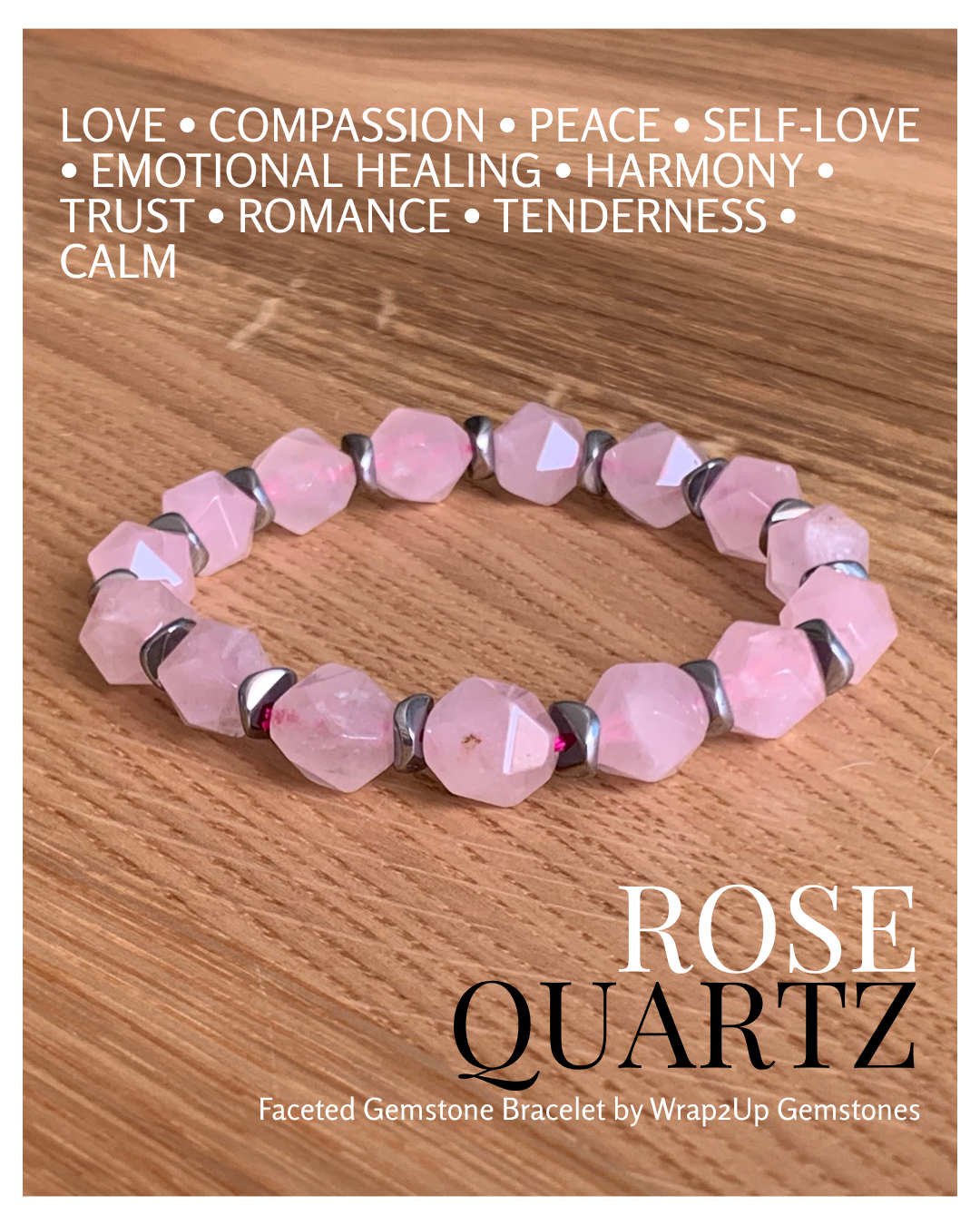 ROSE QUARTZ FACETED GEMSTONE BRACELET