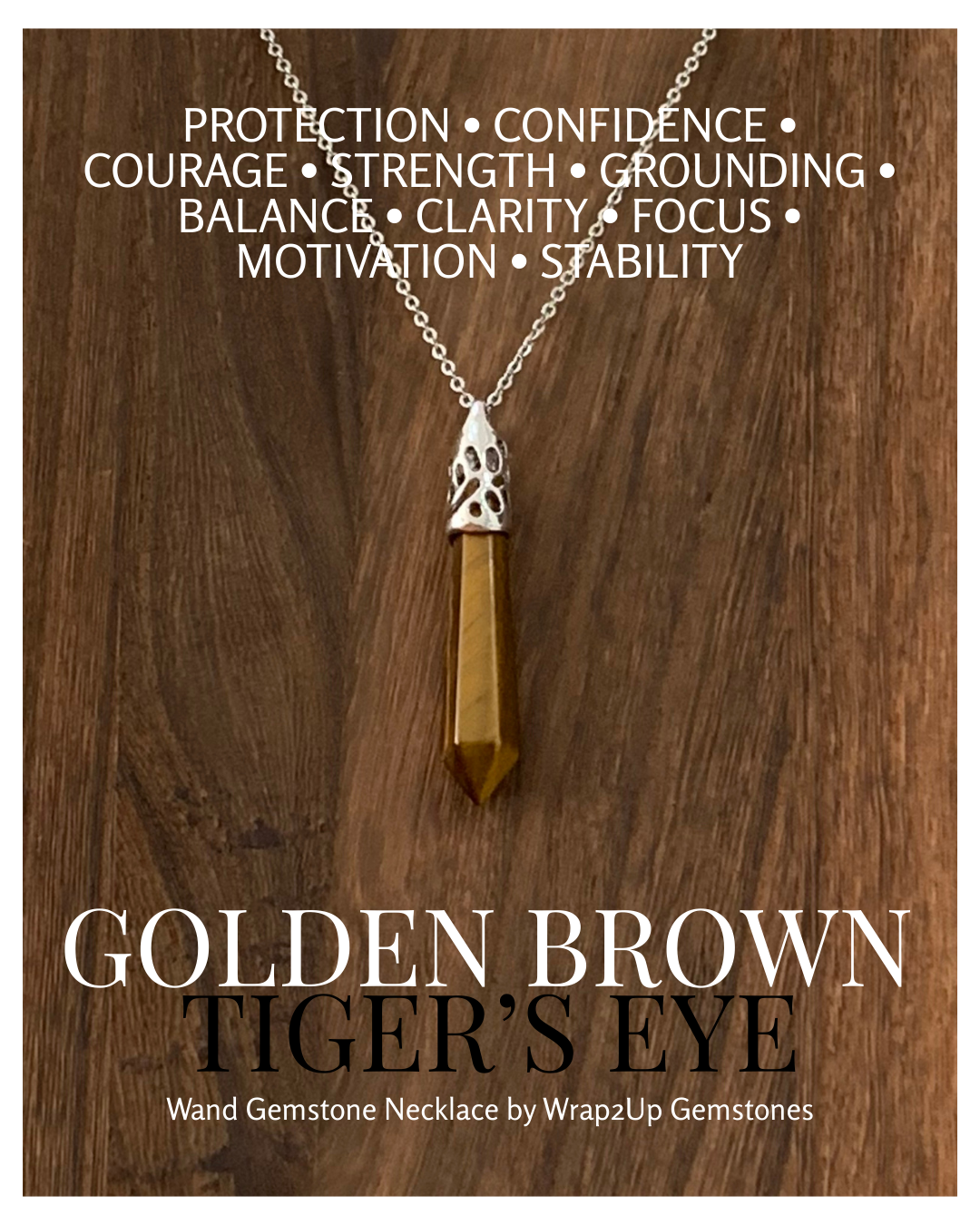 GOLDEN BROWN TIGER’S EYE WAND GEMSTONE NECKLACE