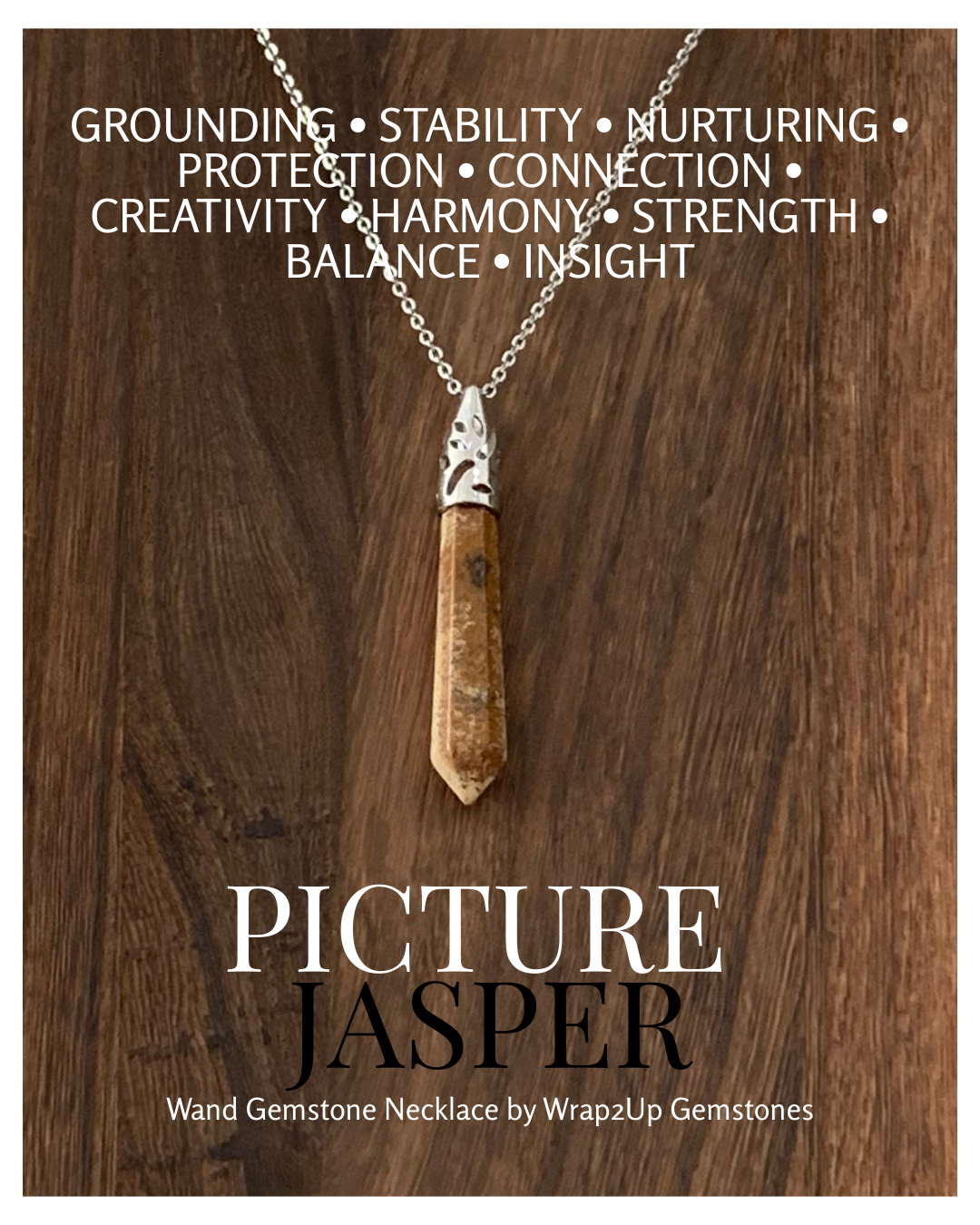 PICTURE JASPER WAND GEMSTONE NECKLACE
