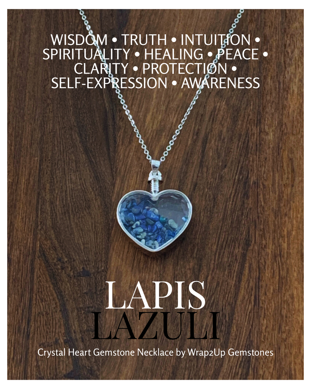Gemstone in Crystal Heart Necklace