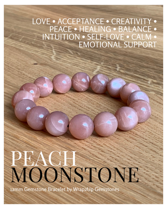 PEACH MOONSTONE 12mm GEMSTONE BRACELET