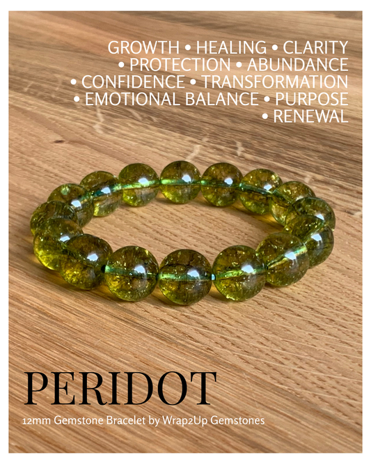 PERIDOT 12mm GEMSTONE BRACELET