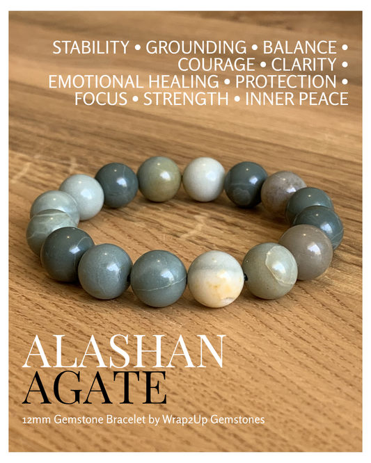 ALASHAN AGATE 12mm GEMSTONE BRACELET