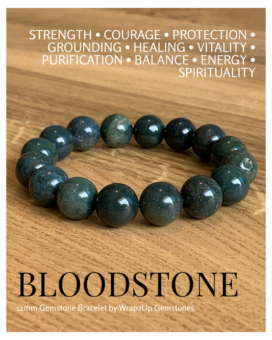 BLOODSTONE 12mm GEMSTONE BRACELET