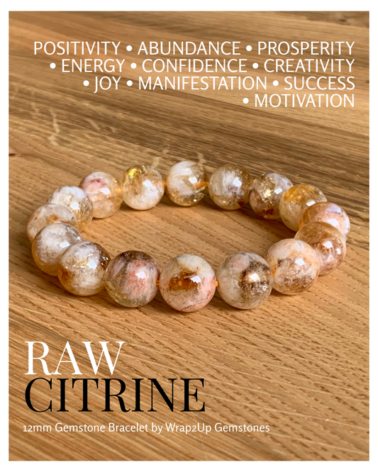 RAW CITRINE 12mm GEMSTONE BRACELET