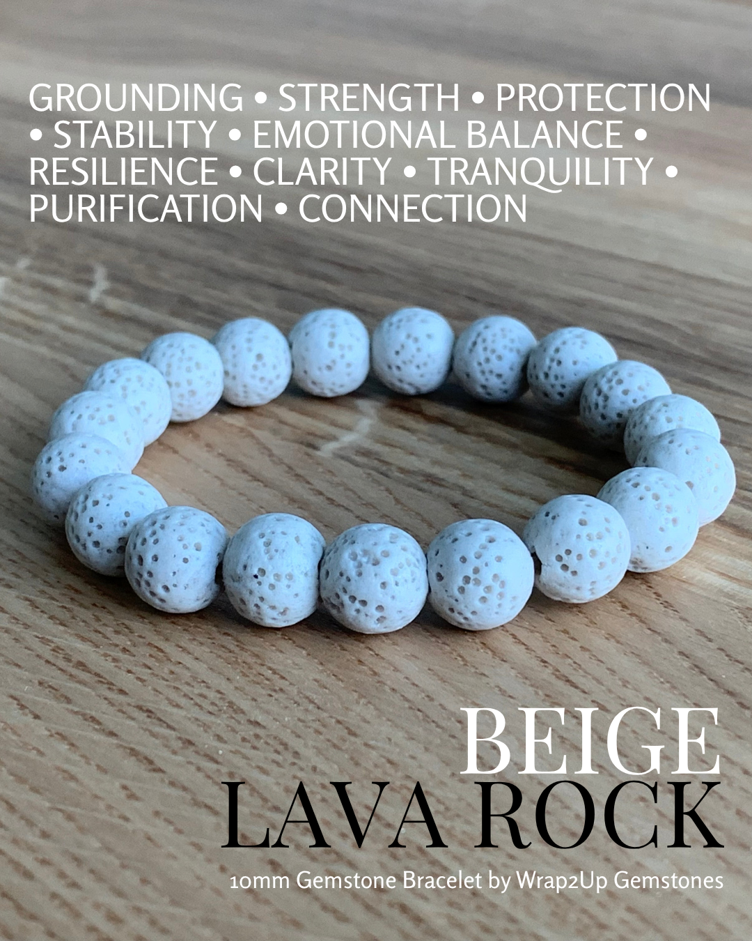 BEIGE LAVA ROCK GEMSTONE BRACELET