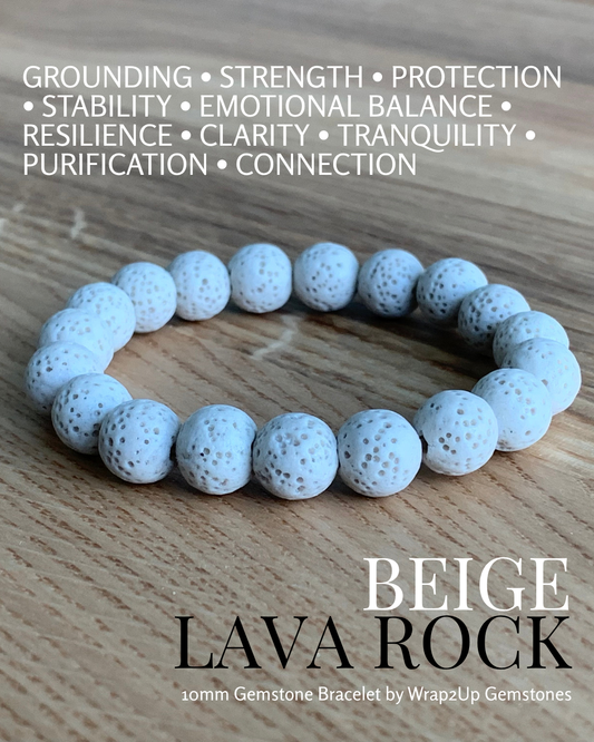 BEIGE LAVA ROCK GEMSTONE BRACELET