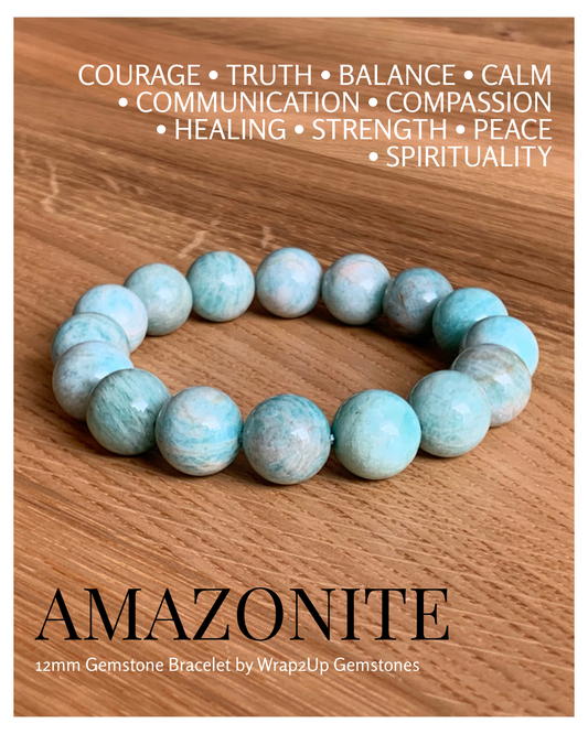 AMAZONITE 12mm GEMSTONE BRACELET
