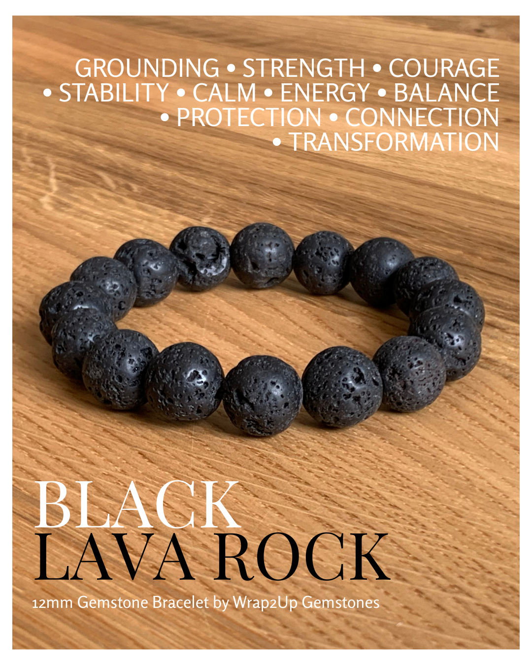 BLACK LAVA ROCK GEMSTONE BRACELET