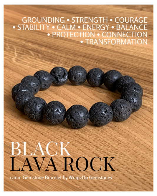 BLACK LAVA ROCK GEMSTONE BRACELET