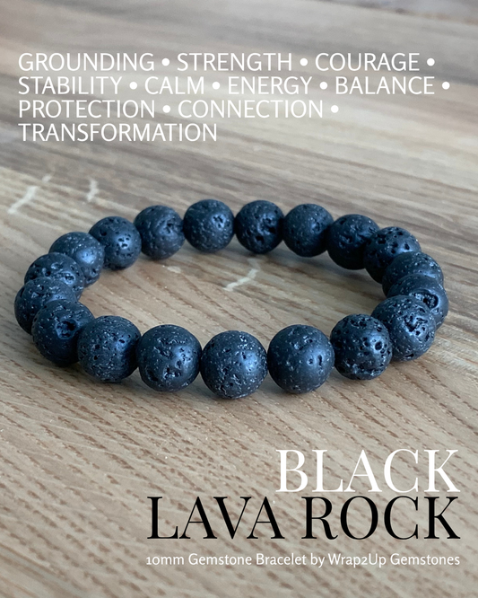 BLACK LAVA ROCK GEMSTONE BRACELET