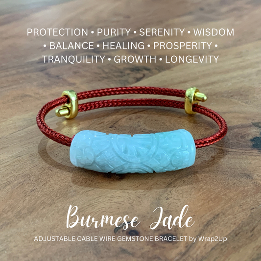 BURMESE JADE MONEY BAR CABLE WIRE CORD GEMSTONE BRACELET