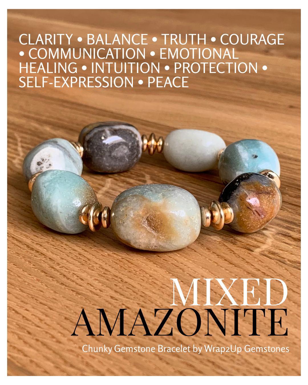 Mixed Amazonite chunky bracelet with blue-green and earthy tones for emotional balance – Wrap2Up Dubai