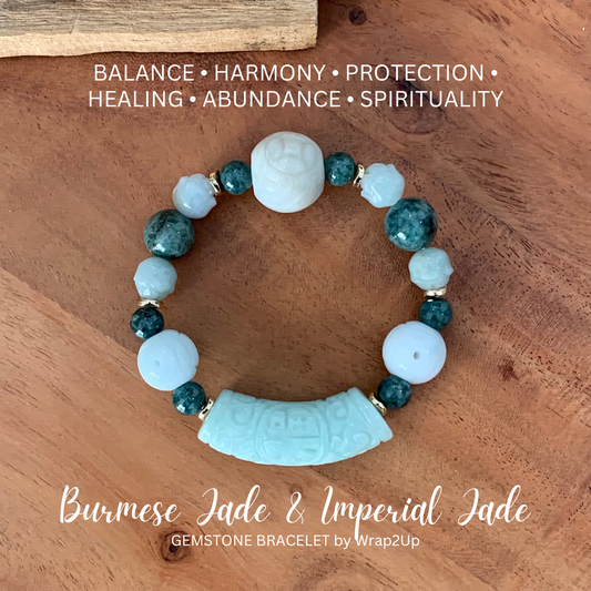 BURMESE JADE & IMPERIAL JADE GEMSTONE BRACELET