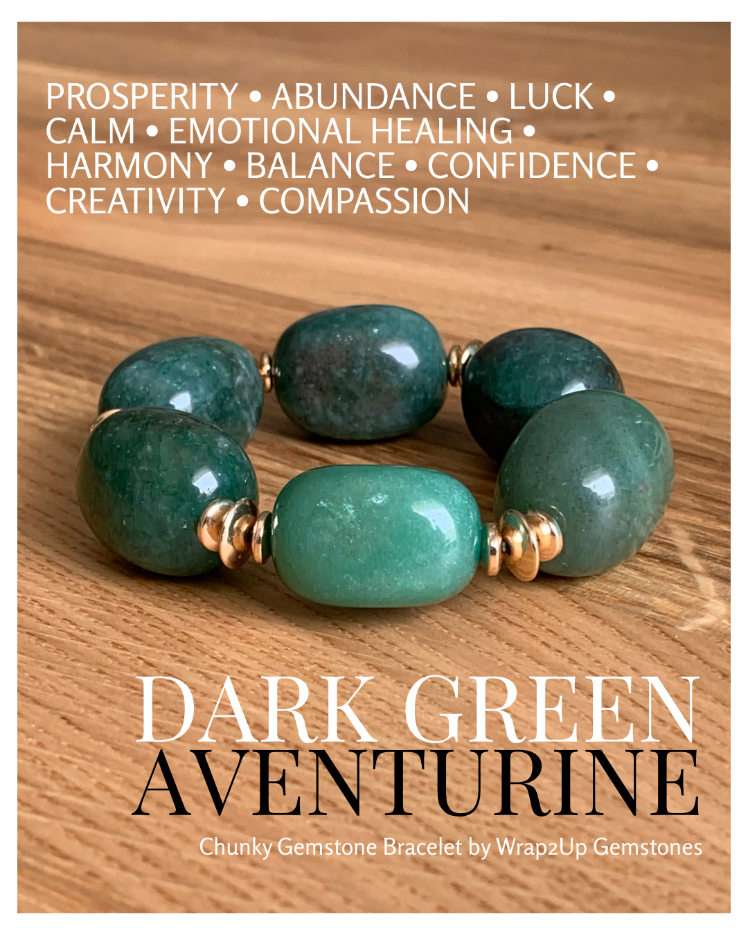 Dark green Aventurine chunky gemstone bracelet for luck, prosperity, and emotional healing – Wrap2Up Dubai