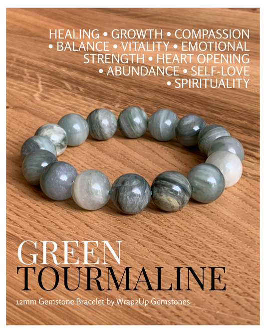 GREEN TOURMALINE 12mm GEMSTONE BRACELET