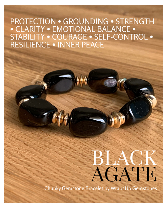 BLACK AGATE CHUNKY GEMSTONE BRACELET