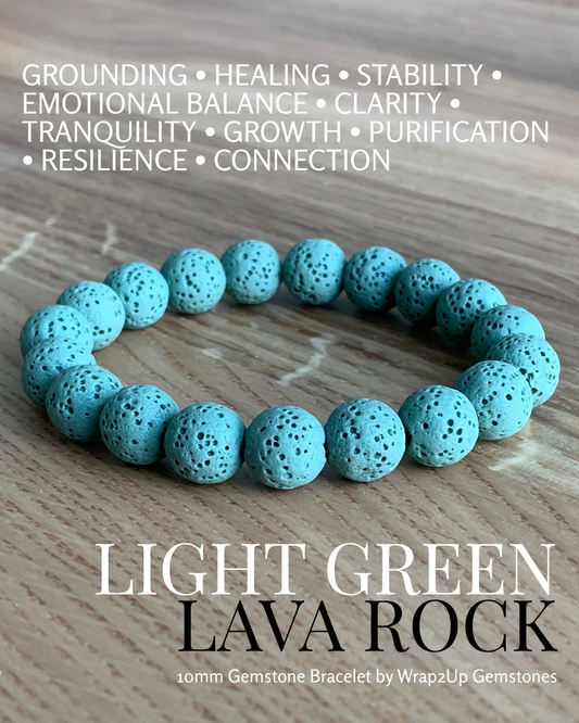 LIGHT GREEN LAVA ROCK GEMSTONE BRACELET