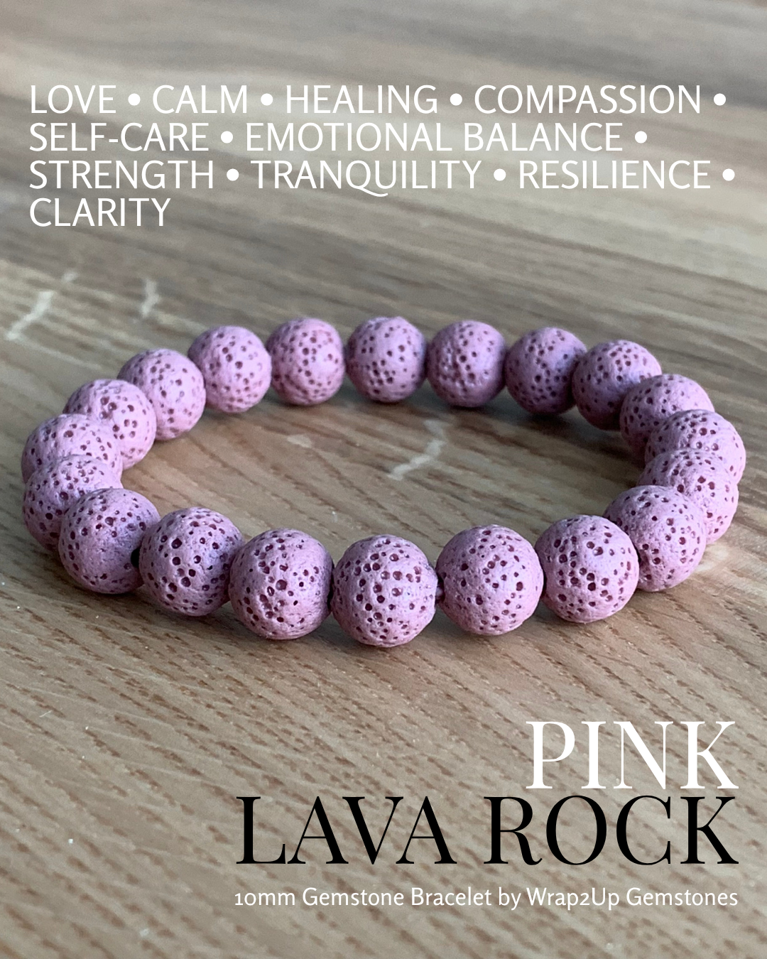 PINK LAVA ROCK GEMSTONE BRACELET