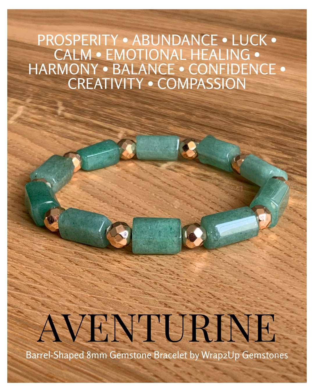 AVENTURINE BARREL-SHAPED 8mm GEMSTONE BRACELET