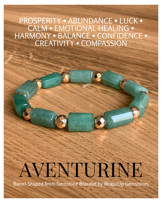 AVENTURINE BARREL-SHAPED 8mm GEMSTONE BRACELET