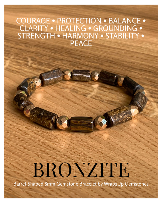 BRONZITE BARREL-SHAPED 8mm GEMSTONE BRACELET