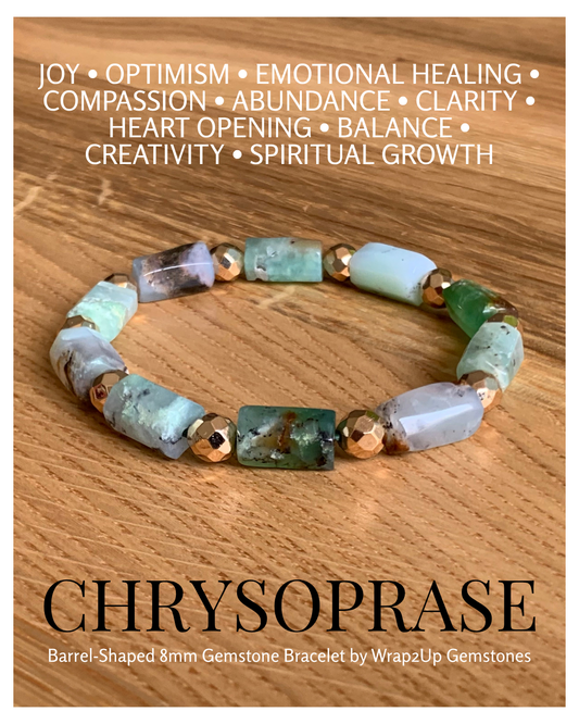 CHRYSOPRASE BARREL-SHAPED 8mm GEMSTONE BRACELET