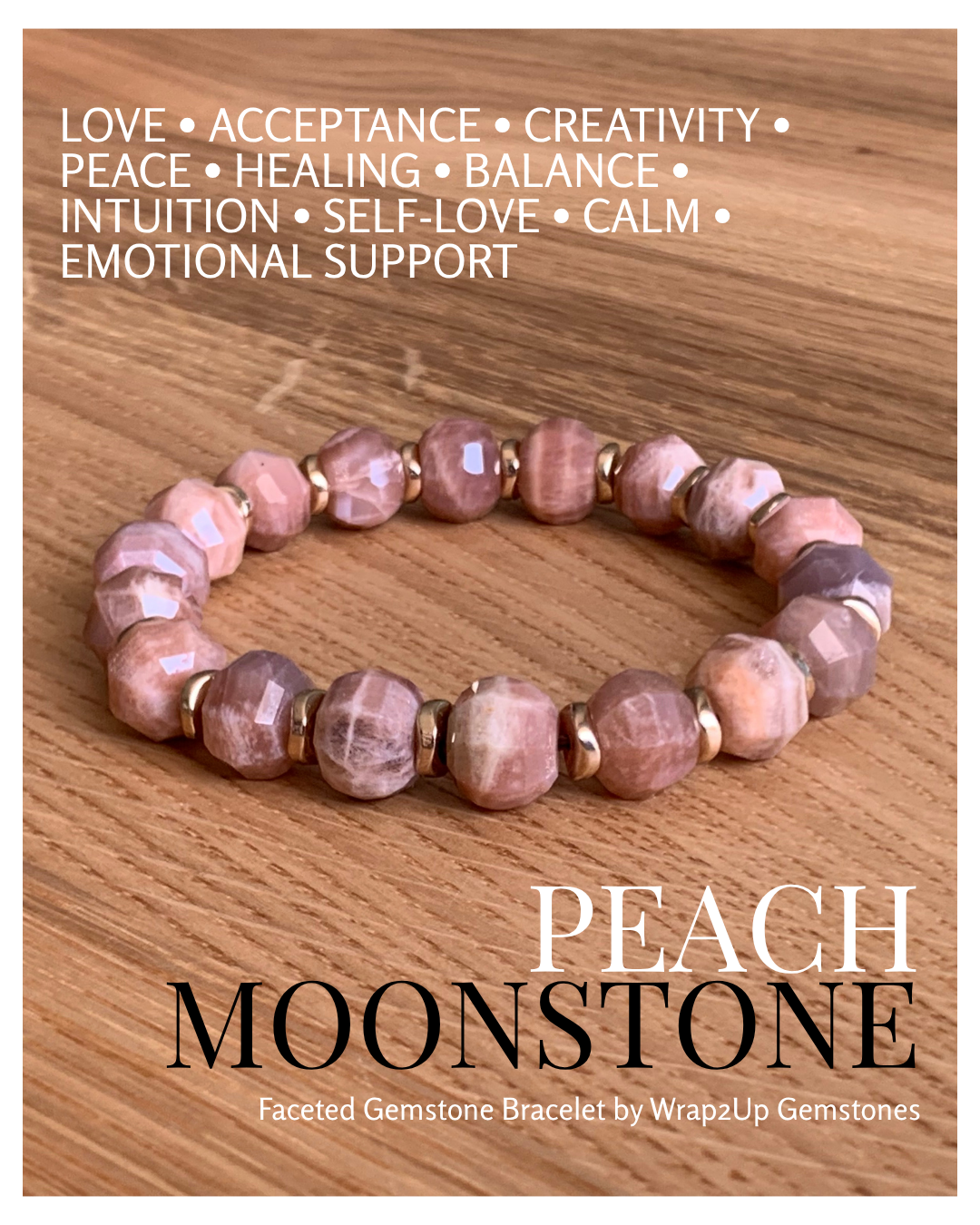 PEACH MOONSTONE FACETED GEMSTONE BRACELET