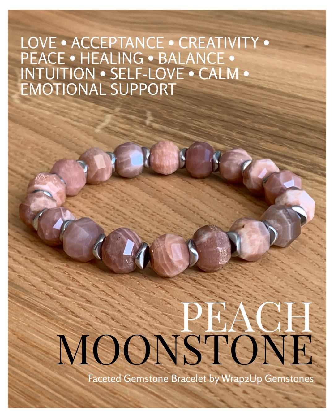 PEACH MOONSTONE FACETED GEMSTONE BRACELET