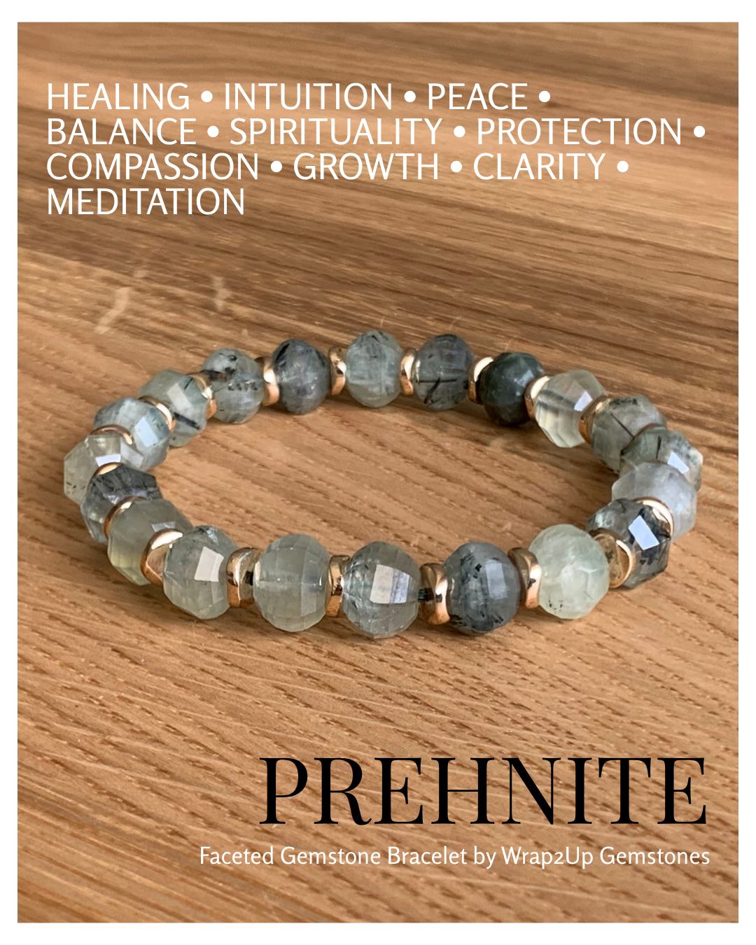 PREHNITE FACETED GEMSTONE BRACELET
