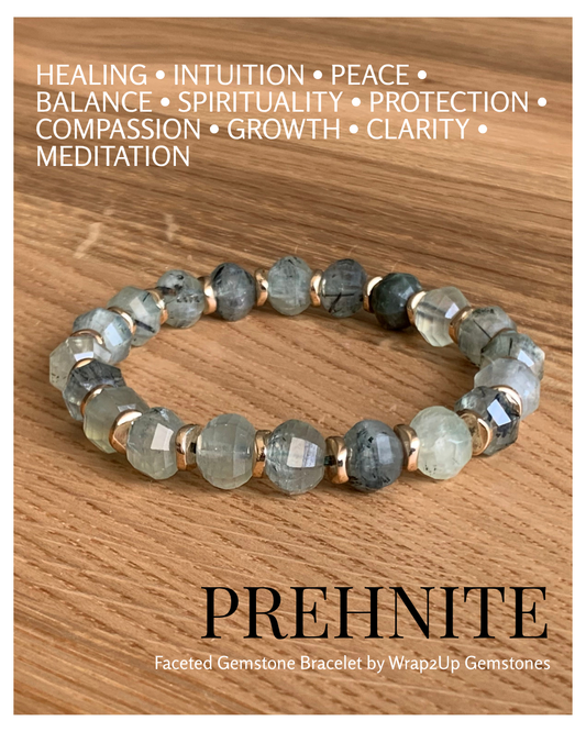 PREHNITE FACETED GEMSTONE BRACELET