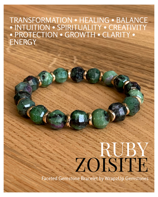 RUBY ZOISITE FACETED GEMSTONE BRACELET