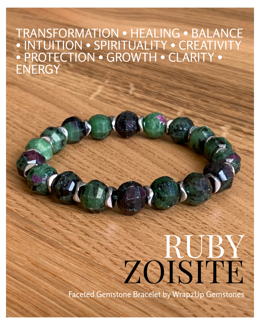 RUBY ZOISITE FACETED GEMSTONE BRACELET