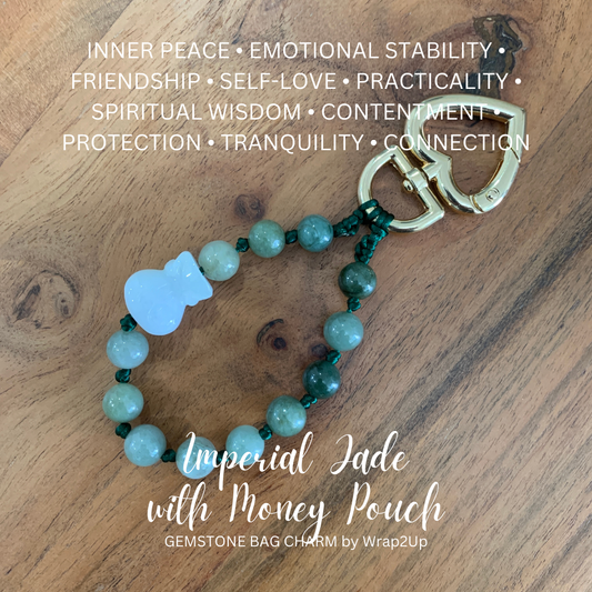 IMPERIAL JADE with MONEY POUCH GEMSTONE BAG CHARM