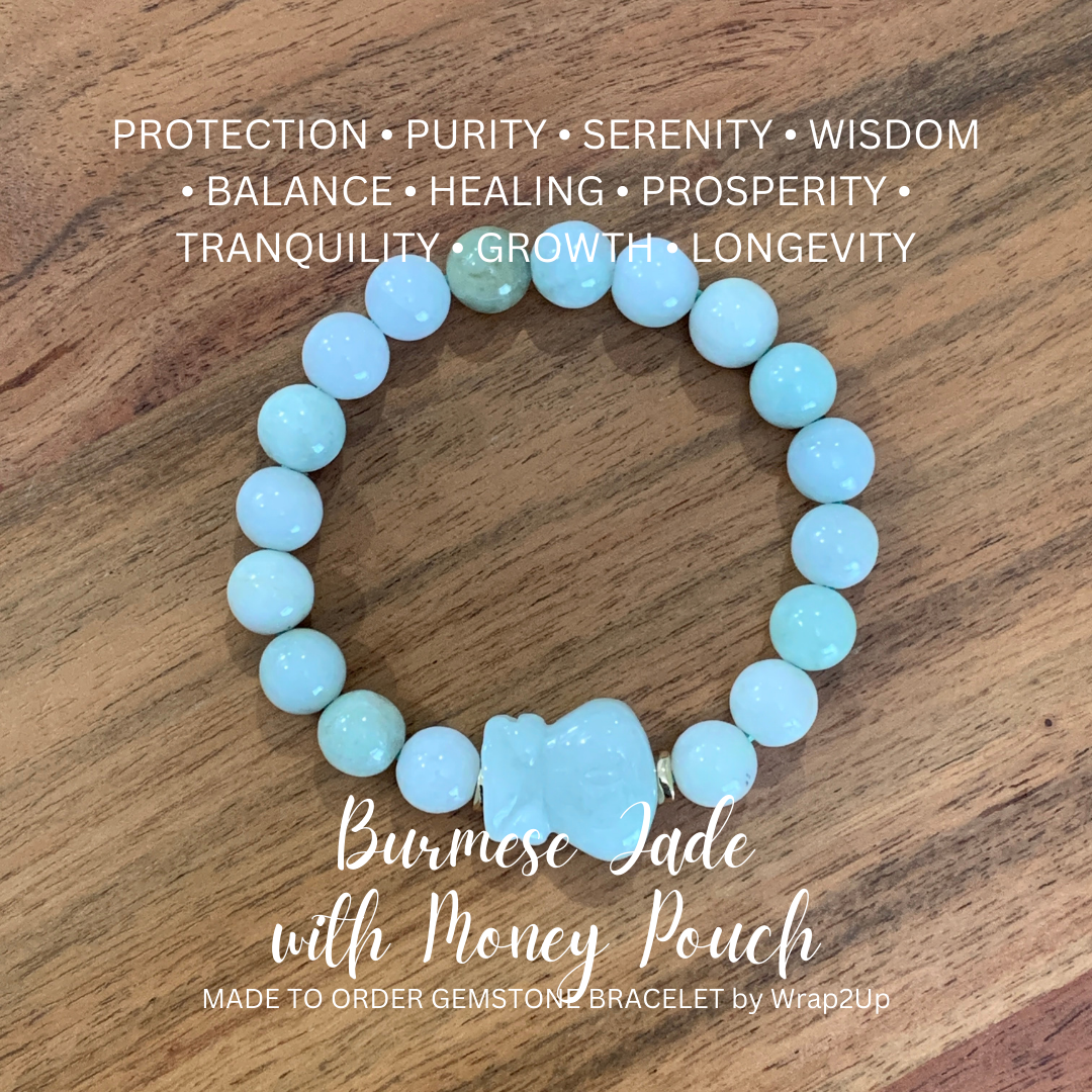 BURMESE JADE WITH MONEY POUCH MADE TO ORDER GEMSTONE BRACELET