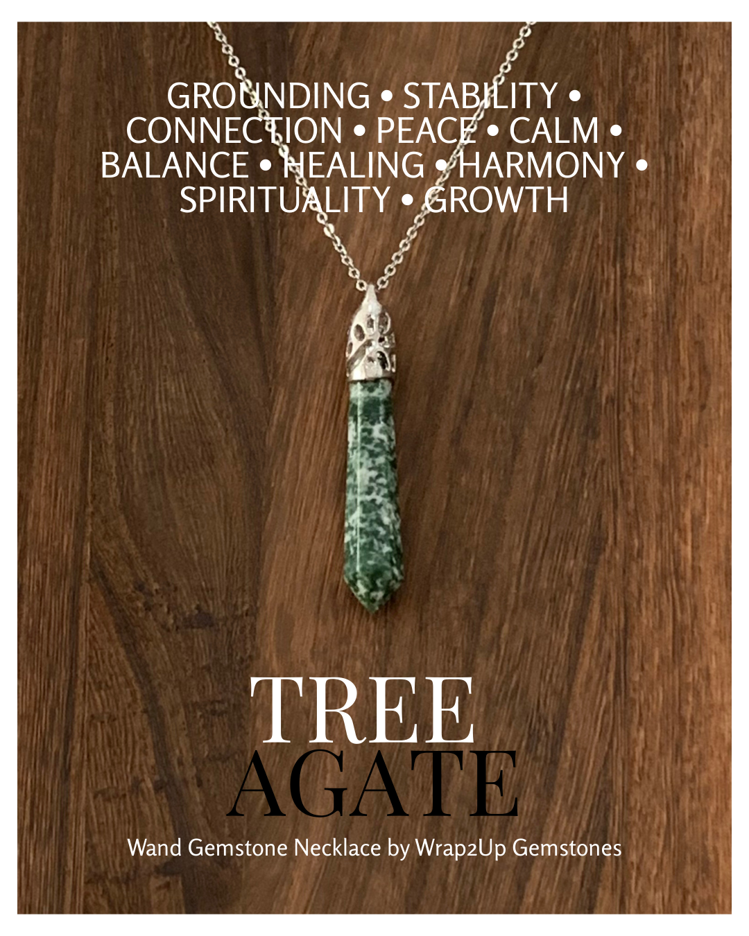 TREE AGATE WAND GEMSTONE NECKLACE
